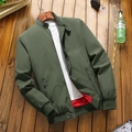 Chaqueta bomber de hombre corte ajustado verde oliva con forro rojo y cremallera - M / Verde Militar