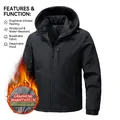 Chaqueta negra con capucha para hombre, forro térmico de grafeno y cortavientos - L / Negro