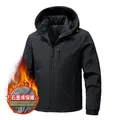 Men's black hooded jacket with graphene warming lining and windproof fabric - L / Black
