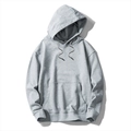 Classic grey cotton oversized hoodie with adjustable drawstring hood and kangaroo pocket - M / Gray