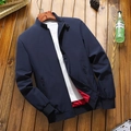 Chaqueta de béisbol slim fit para hombre azul marino con forro rojo y cremallera - M / Azul marino