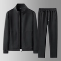 Survêtement homme noir décontracté avec veste à col montant et pantalon de jogging élastique - L / Veste Et Pantalon / Noir