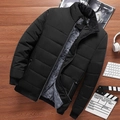 Herren-Winterjacke in Schwarz mit grauem Fleecefutter und gerippten Ärmelbündchen - M / Schwarz