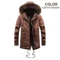 Detail of yellow winter parka with faux fur hood, fleece lining and utility pockets - L / Earthy Yellow
