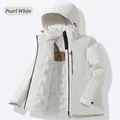 Giacca invernale impermeabile con cappuccio in bianco perla con fodera in grafene - XS / Bianco perla