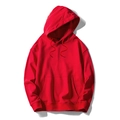 Sudadera de algodón rojo brillante para hombre con bolsillo canguro y hombros caídos - M / Rojo