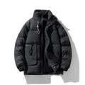 Piumino nero da uomo con collo alto e tessuto ripstop antivento per l'inverno - M / Nero