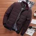 Herren Winterjacke in Weinrot mit lila Kunstpelzkragen und grauem Plüschfutter für Opa - M / Burgunderrot