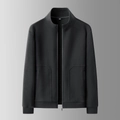 Men's casual black stand collar zip-up sports jacket in size XL with ribbed cuffs - L / Single Jacket / Black
