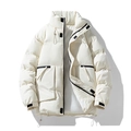 Giacca imbottita termica invernale da uomo bianco crema con dettagli in velcro nero - M / Albicocca