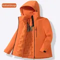 Giacca imbottita arancione ossidato impermeabile con fodera in grafene e polsini velcro - XS / Arancione Ossidato