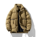 Giacca invernale da uomo kaki con collo alto e trama in tessuto ripstop resistente - M / Cachi Scuro