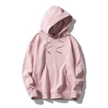 Relaxed fit light pink cotton hoodie for men with adjustable drawstring and kangaroo pocket - M / Pink