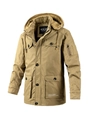 Khaki Herren Winterparka Jacke mit Kapuze Fleece-Futter und Utility Cargo-Taschen - M / Khaki