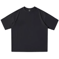 T-shirt da uomo in cotone nero con girocollo e spalle scese con vista dall'alto - M / Nero