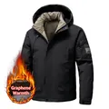 Men's black graphene thermal jacket with windproof shell and outdoor hood design - M / Thickened Graphene Padded Jacket / Black