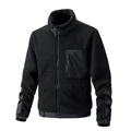 Men's black outdoor fleece jacket featuring stand collar and contrast fabric pockets - M / Black