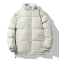 Giacca imbottita invernale bianco crema con colletto foderato in pile e coulisse - S / Bianco Sporco