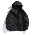 Men's black hooded windbreaker jacket with B-monogram print and breathable mesh lining - XS / Black