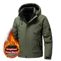 Army green graphene winter jacket with waterproof fabric and hooded windbreaker design - M / Thickened Graphene Padded Jacket / Army Green