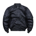 Blouson aviateur noir MA-1 pour homme avec col côtelé et poche sur la manche - M / Noir