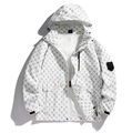Men's white windbreaker jacket with grey monogram print and functional outdoor design - XS / White