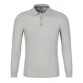 Herren Langarm-Poloshirt in Hellgrau mit klassischem Kragen und Baumwolltextur - S / Grau