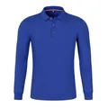 Royal blue long-sleeved Polo shirt with breathable knit fabric and tricolor neck detail - S / Royal Blue