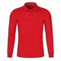 Klassisches hellrotes Langarm-Poloshirt aus atmungsaktivem Piqué-Stoff und Rippbündchen - S / Rot