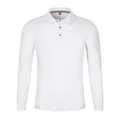 Klassisches weißes Langarm-Poloshirt mit dreifarbiger Nackenbandverzierung - S / Weiß