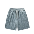 Short de sport homme en maille gaufre bleu-gris avec taille élastique à cordon - M / Bleu