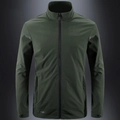 Dunkelgrüne winddichte Sportjacke für Herren mit Stehkragen und vollem Reißverschluss - M / Armeegrün
