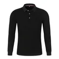 Klassisches Herren Langarm-Poloshirt in Schwarz aus Baumwolle mit atmungsaktivem Mesh - S / Schwarz