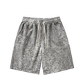 Men's acid-wash waffle knit sports shorts with elastic drawstring waist in grey - M / Gray