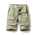 Heren khaki cargo short met elastische tailleband met trekkoord en grote zijzakken - EU 28 / Khaki