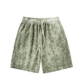 Men's summer waffle knit drawstring shorts in washed olive green marl finish - M / Green