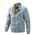 Chaqueta bomber para hombre azul claro con forro amarillo, cuello alto y puños elásticos - M / Azul claro