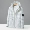 Chaqueta cortavientos blanca con capucha, estampado de letras B y parche negro en manga - XS / Blanco