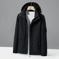 Chaqueta negra para hombre con capucha, jacquard de letras B y parche sport outdoor - XS / Negro