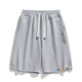 Graue Strick-Sportshorts für Herren mit elastischem Kordelzug und Buchstaben-Aufdruck - M / Grau