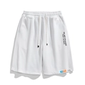 Weiße Freizeithose mit HLAP-PUHSE Textdruck und orangefarbenem Musteretikett-Detail - M / Weiß