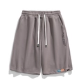 Graue Herren-Freizeitshorts mit Kordelzug und seitlichem Buchstabendruck - M / Kaffeebraun