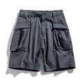 Deep grey tactical cargo shorts with large 3D pockets in a vintage wash cotton fabric - EU 29 / Gray