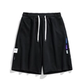 Pantaloncini casual da uomo in rete nera con coulisse in vita e patch logo - M / Nero