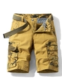 Pantaloncini cargo uomo giallo senape con dettagli mimetici e cintura in tela verde - EU 29 / Cachi