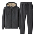 Ensemble sweat à capuche d'hiver pour homme avec doublure polaire chaude en gris foncé - L / Style Droit Gris Foncé (HSR699+799)