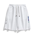 Pantaloncini casual bianchi a nido d'ape con coulisse, tasche e nastro laterale decorativo - M / Bianco