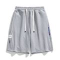 Pantaloncini casual uomo grigio chiaro con elastico in vita ed etichette decorative - M / Grigio