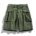 Men's army green cargo shorts with large utility pockets in durable washed cotton - EU 29 / Army Green