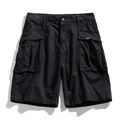 Men's black cargo shorts with large flap pockets in a loose fit summer tactical style - EU 29 / Black